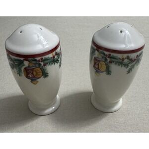 Vintage Pfaltzgraff Christmas Bells Salt Pepper Shakers Ceramic Colombia Set